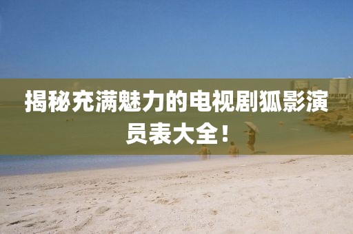 揭秘充满魅力的电视剧狐影演员表大全！