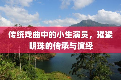 传统戏曲中的小生演员，璀璨明珠的传承与演绎