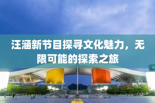 汪涵新节目探寻文化魅力，无限可能的探索之旅