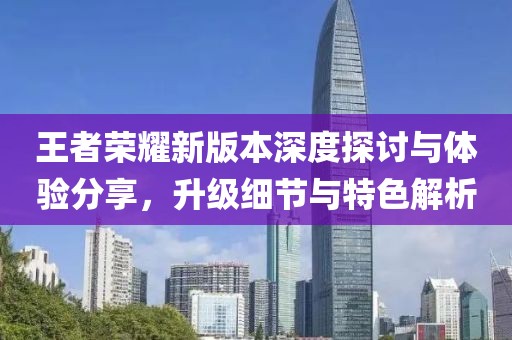 王者荣耀新版本深度探讨与体验分享，升级细节与特色解析