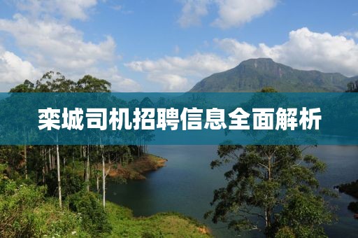 栾城司机招聘信息全面解析