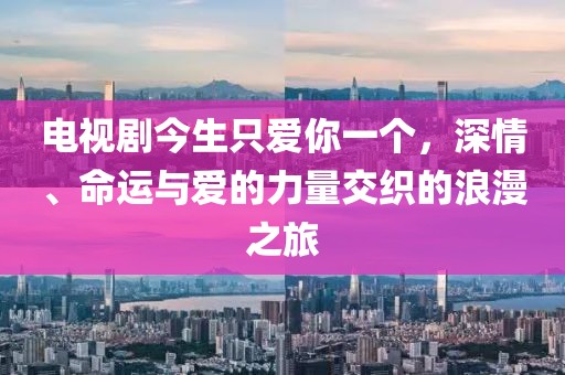 电视剧今生只爱你一个，深情、命运与爱的力量交织的浪漫之旅