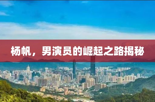 杨帆，男演员的崛起之路揭秘