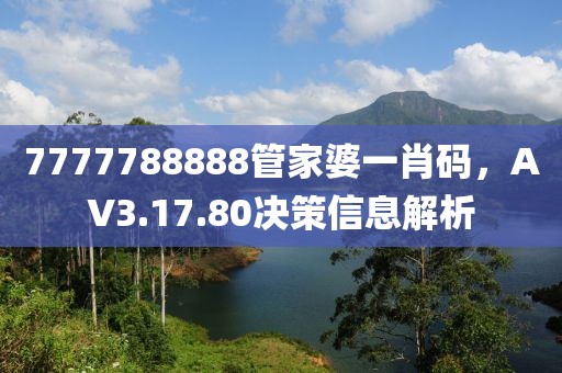 7777788888管家婆一肖码，AV3.17.80决策信息解析