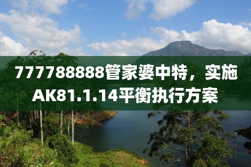 777788888管家婆中特，实施AK81.1.14平衡执行方案