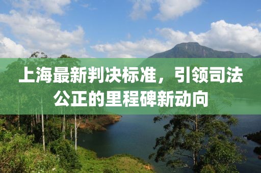 上海最新判决标准，引领司法公正的里程碑新动向
