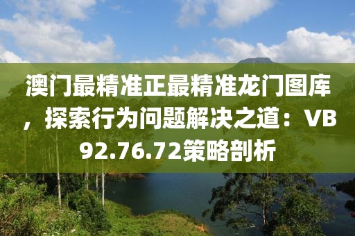 澳门最精准正最精准龙门图库，探索行为问题解决之道：VB92.76.72策略剖析