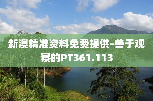 新澳精准资料免费提供-善于观察的PT361.113