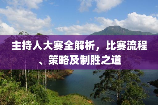 主持人大赛全解析，比赛流程、策略及制胜之道