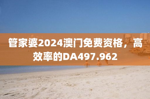 管家婆2024澳门免费资格，高效率的DA497.962