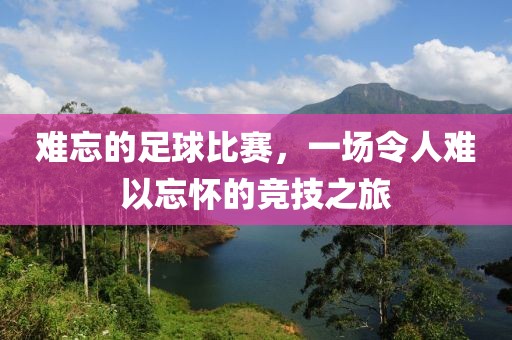 难忘的足球比赛，一场令人难以忘怀的竞技之旅