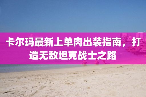 卡尔玛最新上单肉出装指南，打造无敌坦克战士之路