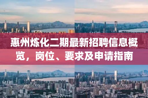 惠州炼化二期最新招聘信息概览，岗位、要求及申请指南